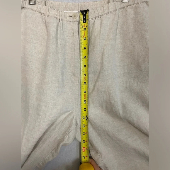 Talbots cream colored pull on Irish  linen cropped wide leg pants Sz M - Picture 8 of 13